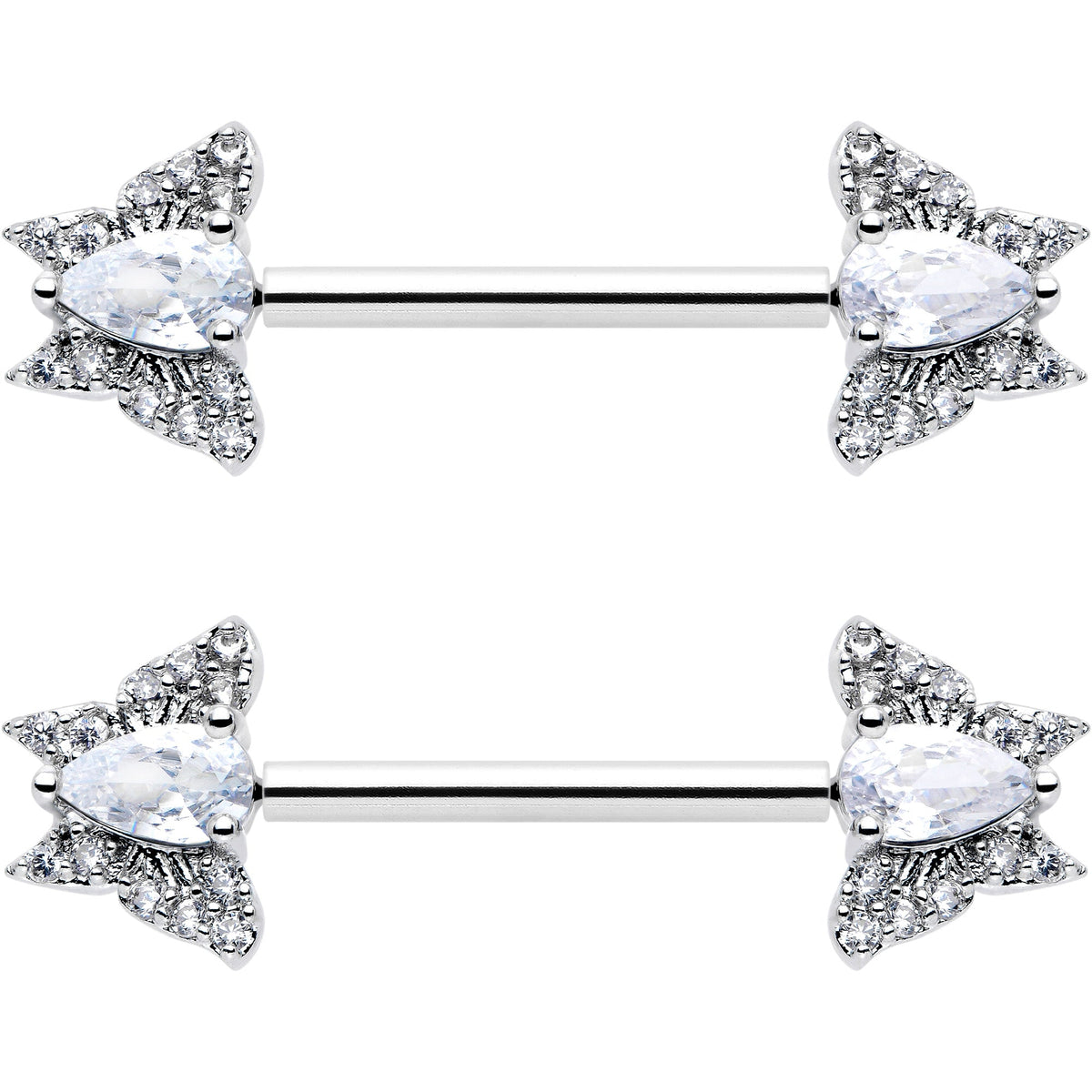 14G 9/16 Style Butterfly Threadless Nipple Ring Set