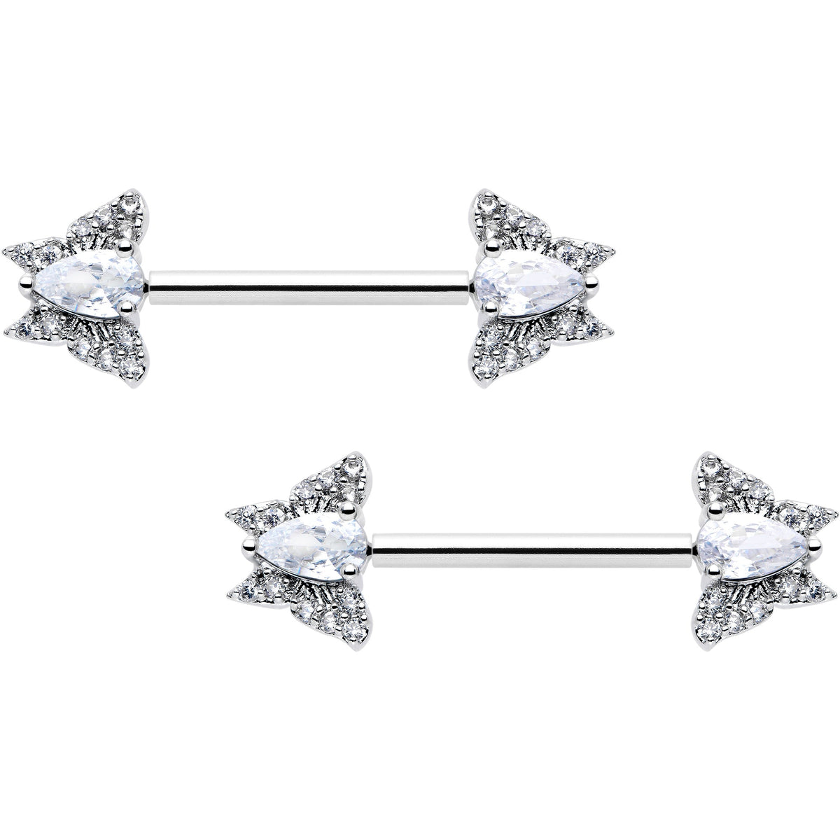 14G 9/16 Style Butterfly Threadless Nipple Ring Set