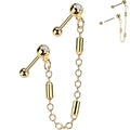 18G 5/16 CZ Gem Cartilage Chain Earring Double Piercing