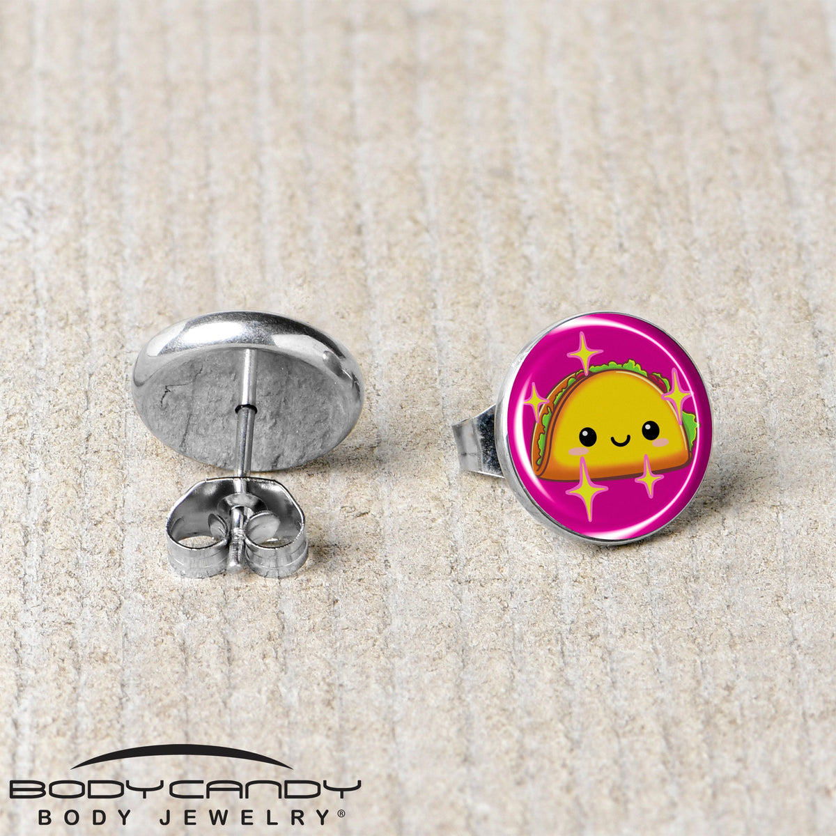 Mexican Fiesta Cute Taco Stud Earrings by Onyx O