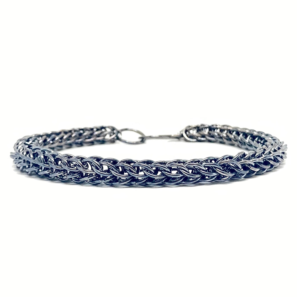 Handcrafted Foxtail Chainmaille Bracelet - Oxidized Sterling Silver | Artisan Jewelry