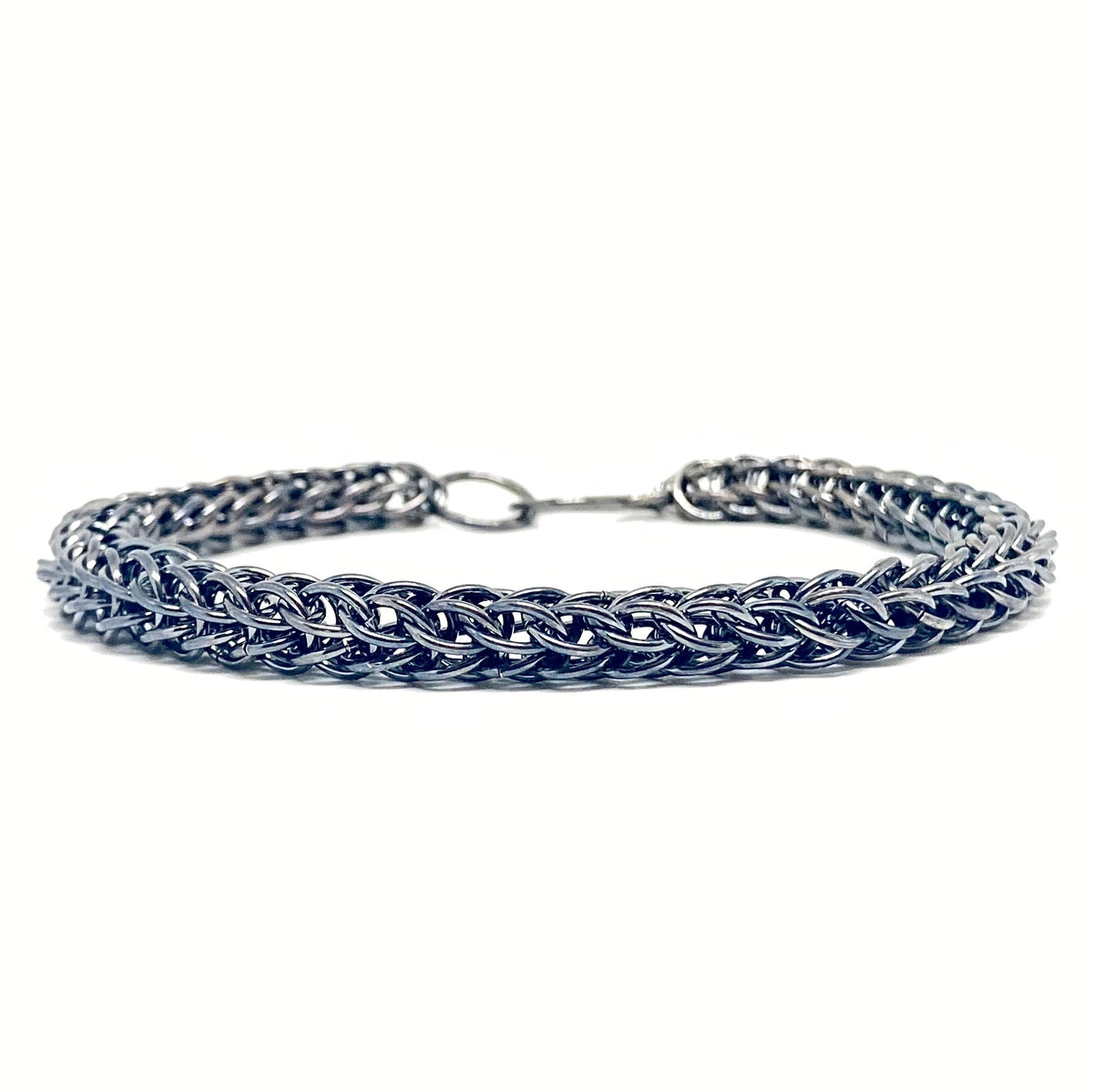 Handcrafted Foxtail Chainmaille Bracelet - Oxidized Sterling Silver | Artisan Jewelry