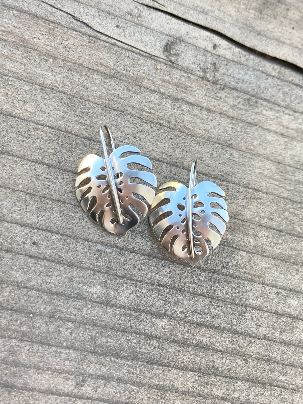 Monstera Earrings in Sterling Silver | Medium