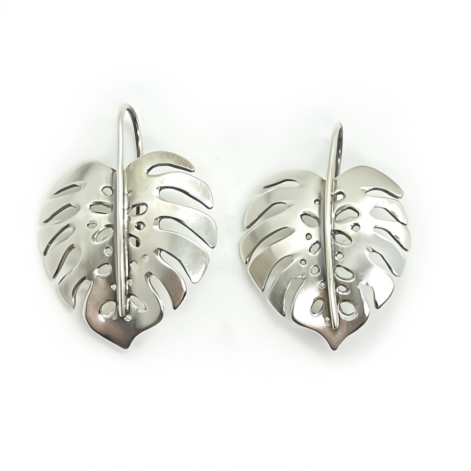 Monstera Earrings in Sterling Silver | Medium